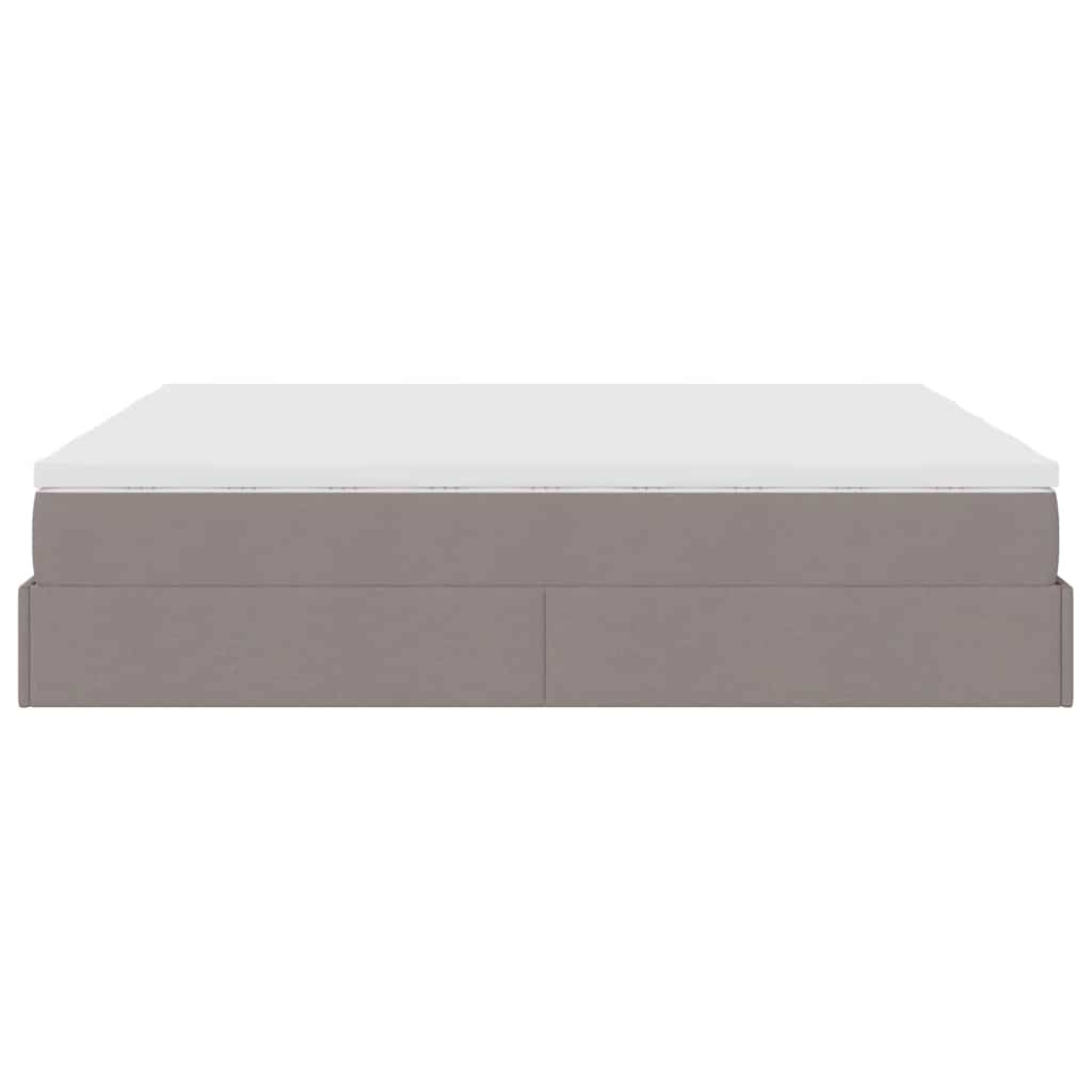 vidaXL Ottoman-Bett mit Matratzen Taupe 200x200 cm Stoff