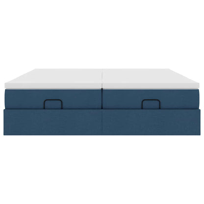 vidaXL Ottoman-Bett mit Matratzen Blau 200x200 cm Stoff