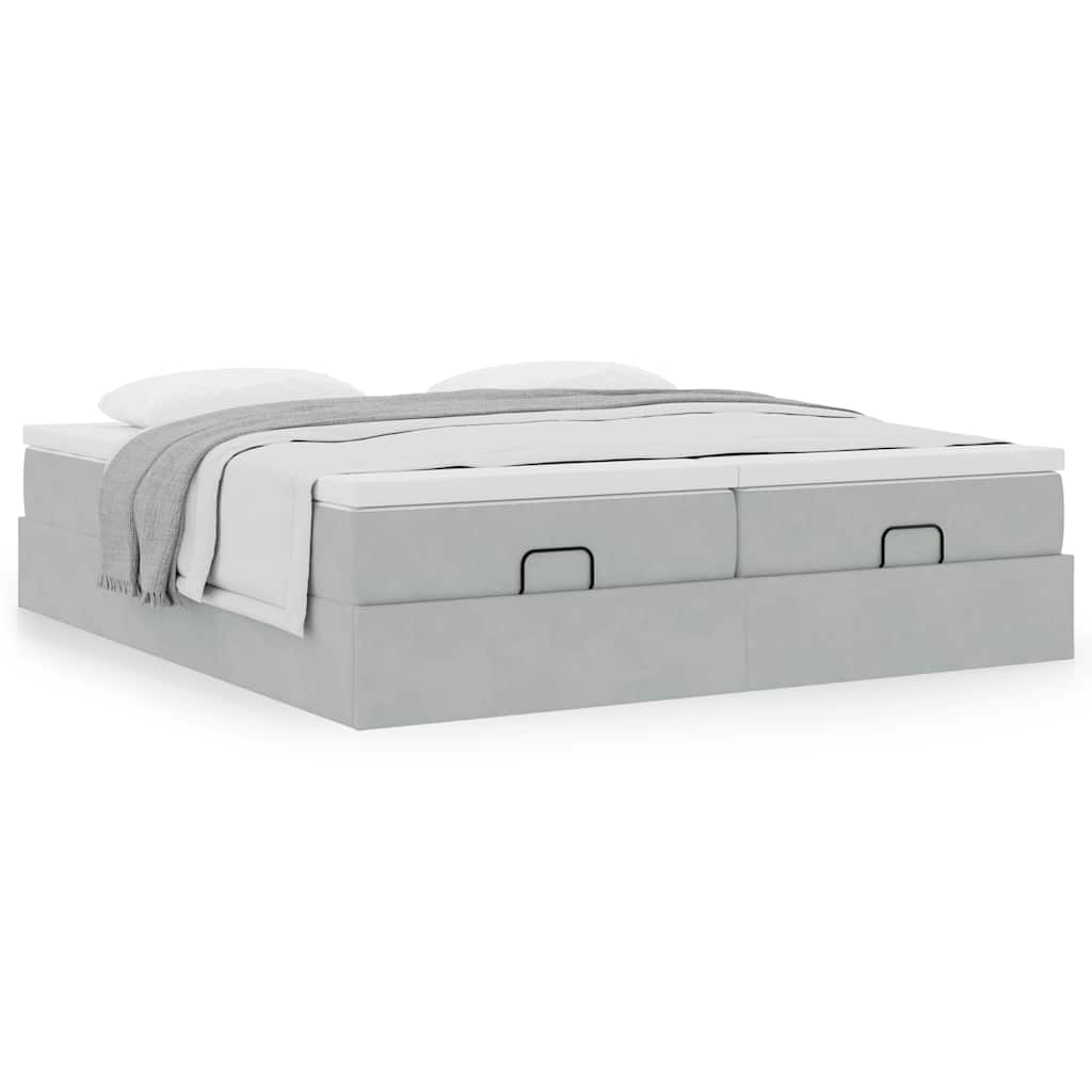 vidaXL Ottoman-Bett mit Matratzen Hellgrau 160x200 cm Samt