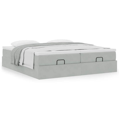 vidaXL Ottoman-Bett mit Matratzen Hellgrau 160x200 cm Samt