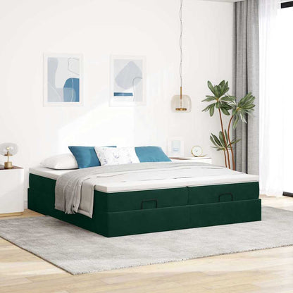 vidaXL Ottoman-Bett mit Matratzen Dunkelgrün 160x200 cm Samt