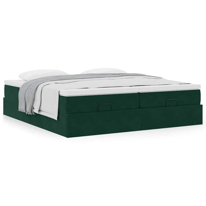 vidaXL Ottoman-Bett mit Matratzen Dunkelgrün 160x200 cm Samt