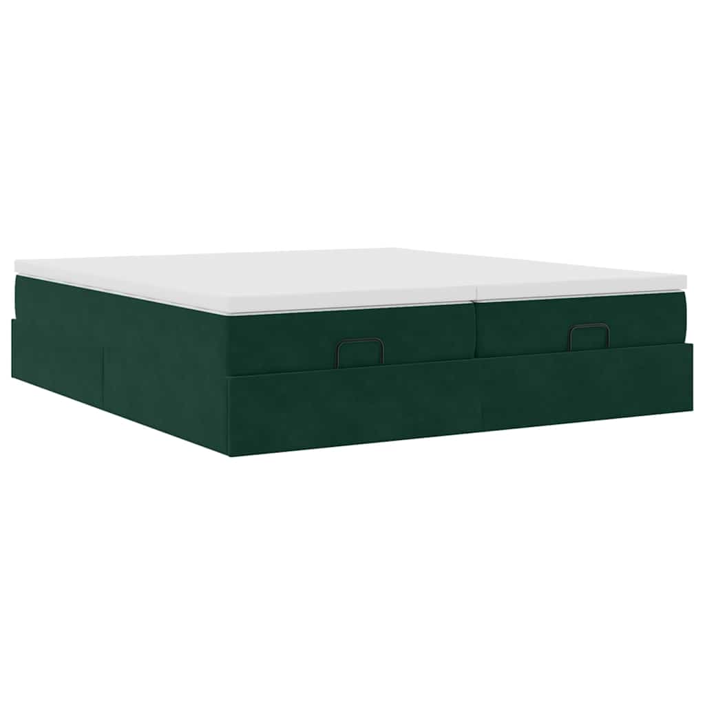 vidaXL Ottoman-Bett mit Matratzen Dunkelgrün 160x200 cm Samt
