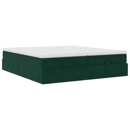 vidaXL Ottoman-Bett mit Matratzen Dunkelgrün 160x200 cm Samt