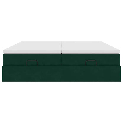 vidaXL Ottoman-Bett mit Matratzen Dunkelgrün 160x200 cm Samt
