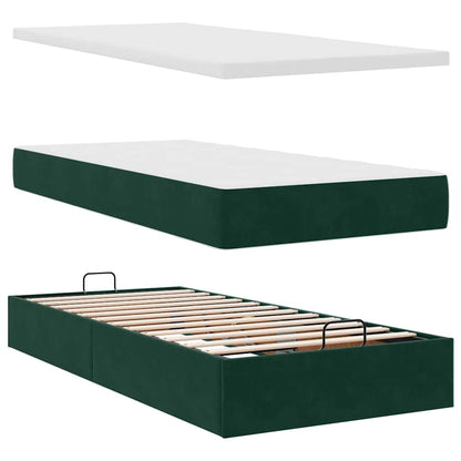 vidaXL Ottoman-Bett mit Matratzen Dunkelgrün 160x200 cm Samt