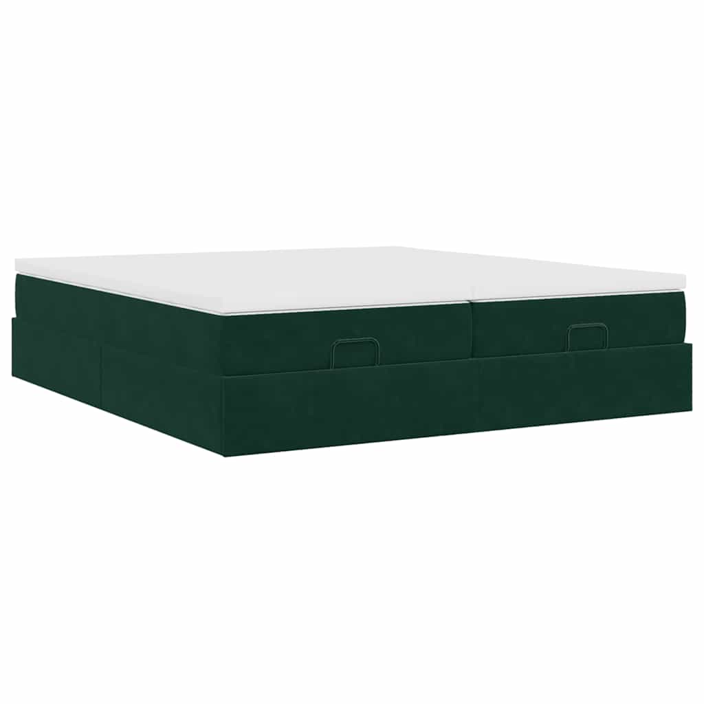 vidaXL Ottoman-Bett mit Matratzen Dunkelgrün 160x200 cm Samt