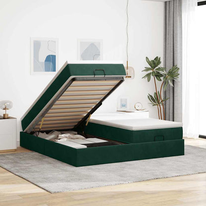 vidaXL Ottoman-Bett mit Matratzen Dunkelgrün 160x200 cm Samt