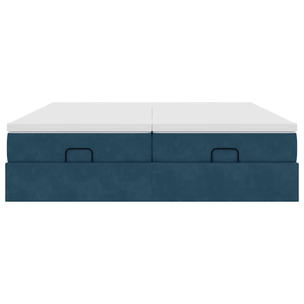 vidaXL Ottoman-Bett mit Matratzen Dunkelblau 160x200 cm Samt
