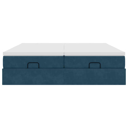 vidaXL Ottoman-Bett mit Matratzen Dunkelblau 160x200 cm Samt