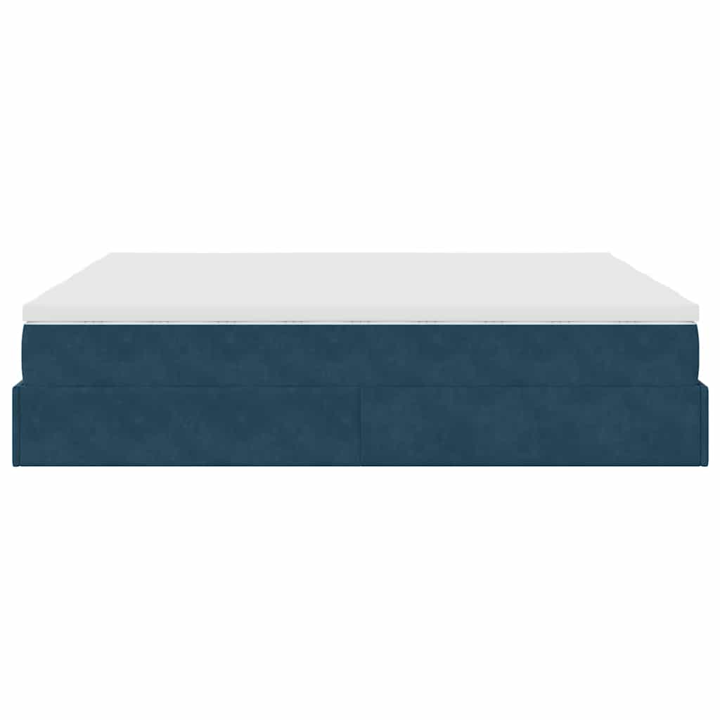 vidaXL Ottoman-Bett mit Matratzen Dunkelblau 160x200 cm Samt