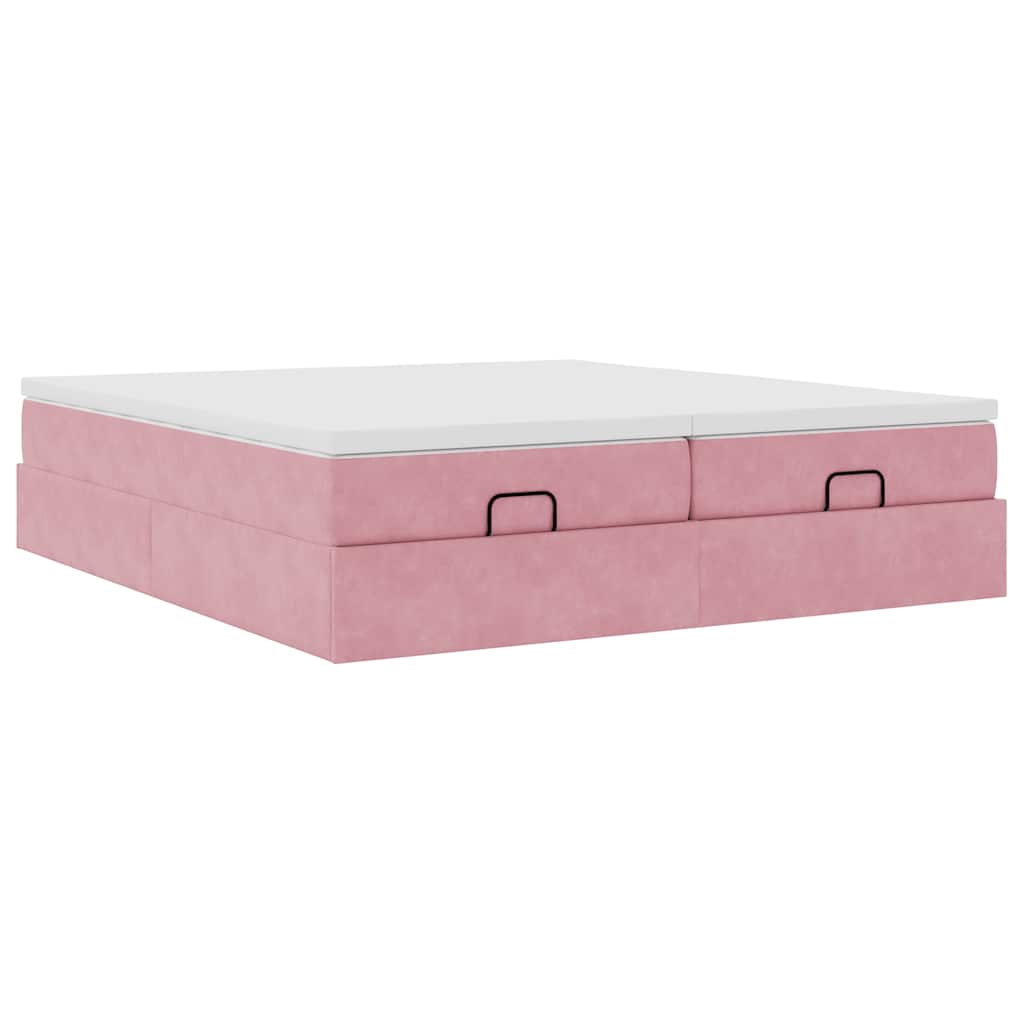 vidaXL Ottoman-Bett mit Matratzen Rosa 160x200 cm Samt