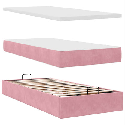 vidaXL Ottoman-Bett mit Matratzen Rosa 160x200 cm Samt