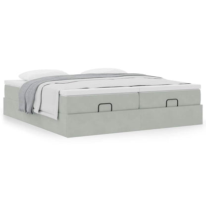 vidaXL Ottoman-Bett mit Matratzen Hellgrau 180x200 cm Samt