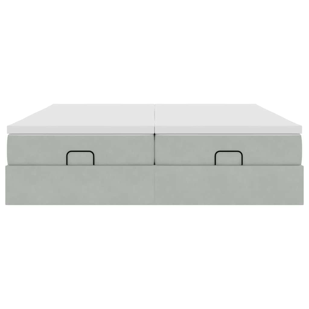 Ottoman-Bett mit Matratzen Hellgrau 180x200 cm Samt