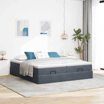 vidaXL Ottoman-Bett mit Matratzen Dunkelgrau 180x200 cm Samt