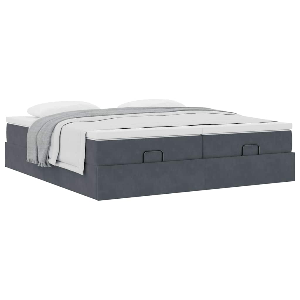 vidaXL Ottoman-Bett mit Matratzen Dunkelgrau 180x200 cm Samt