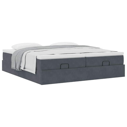 vidaXL Ottoman-Bett mit Matratzen Dunkelgrau 180x200 cm Samt