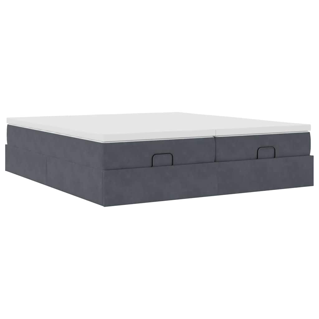 vidaXL Ottoman-Bett mit Matratzen Dunkelgrau 180x200 cm Samt
