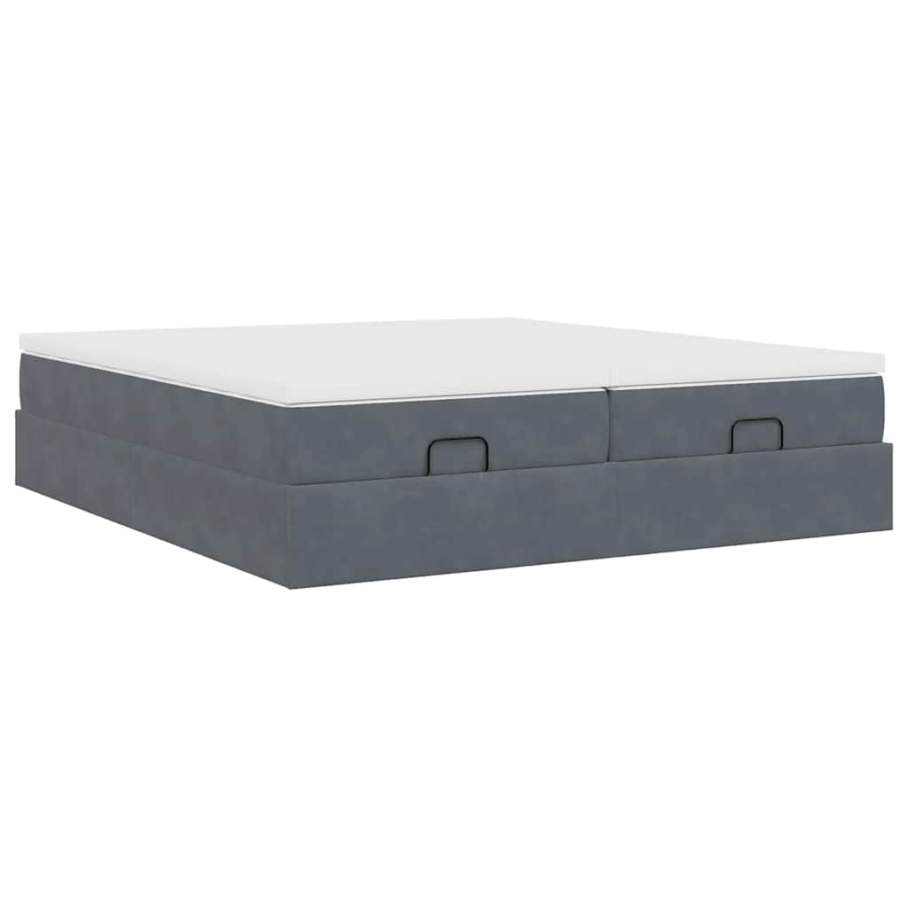 vidaXL Ottoman-Bett mit Matratzen Dunkelgrau 180x200 cm Samt
