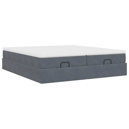 vidaXL Ottoman-Bett mit Matratzen Dunkelgrau 180x200 cm Samt