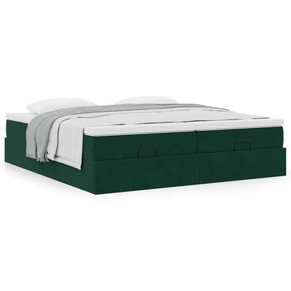 vidaXL Ottoman-Bett mit Matratzen Dunkelgrün 180x200 cm Samt