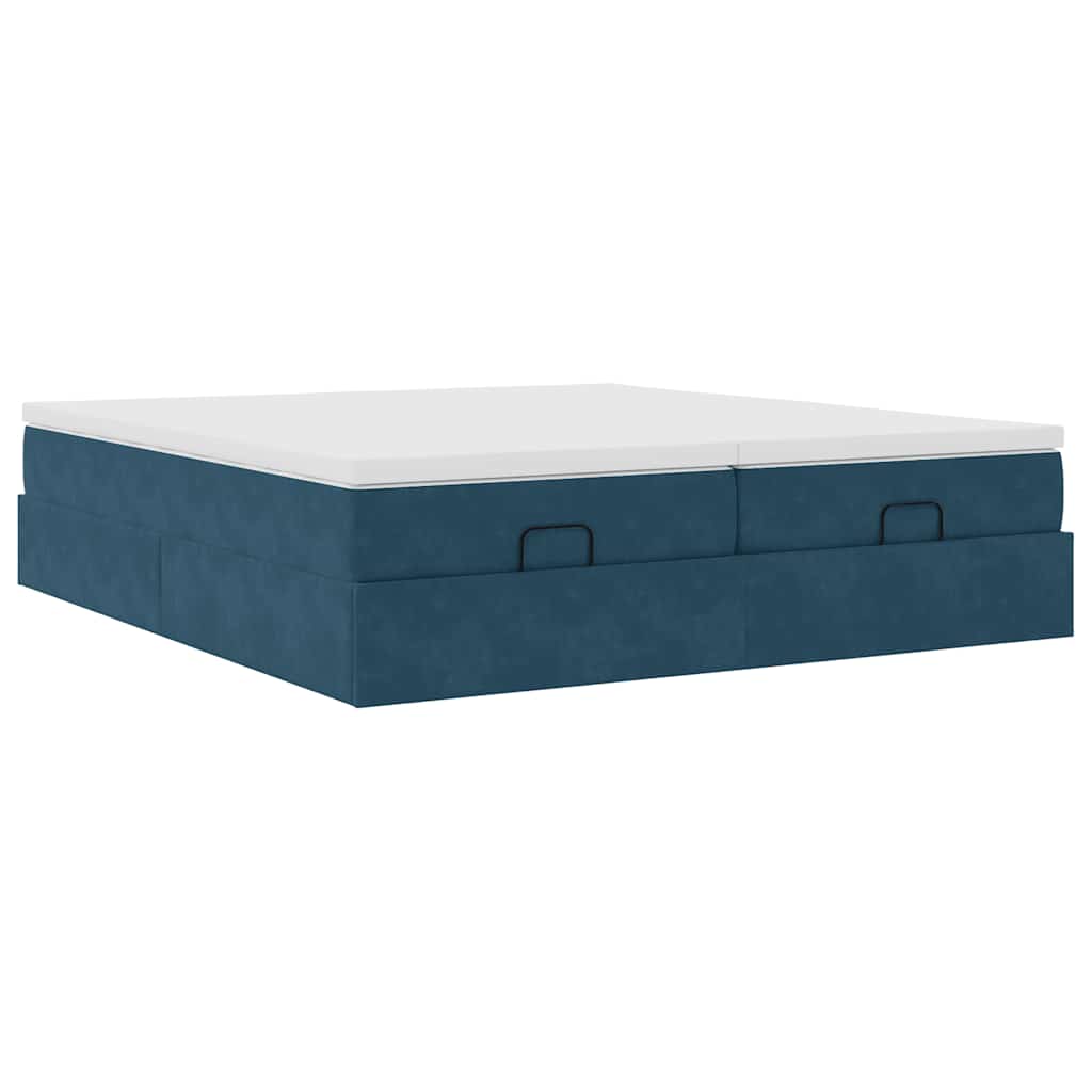 vidaXL Ottoman-Bett mit Matratzen Dunkelblau 180x200 cm Samt