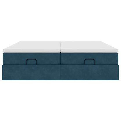 vidaXL Ottoman-Bett mit Matratzen Dunkelblau 180x200 cm Samt