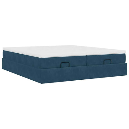 vidaXL Ottoman-Bett mit Matratzen Dunkelblau 180x200 cm Samt