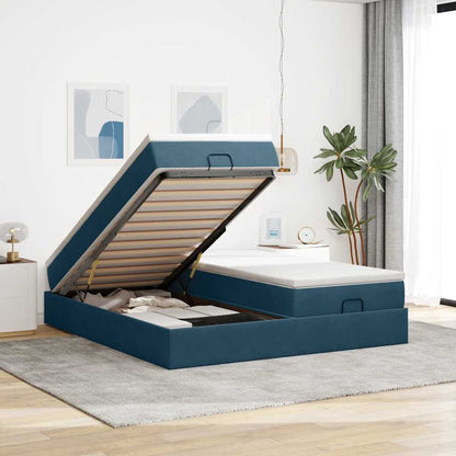 vidaXL Ottoman-Bett mit Matratzen Dunkelblau 180x200 cm Samt