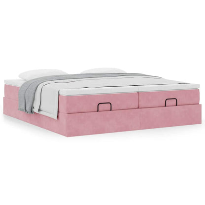 vidaXL Ottoman-Bett mit Matratzen Rosa 180x200 cm Samt