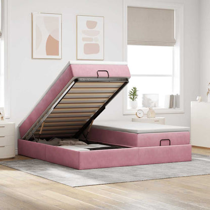 vidaXL Ottoman-Bett mit Matratzen Rosa 180x200 cm Samt