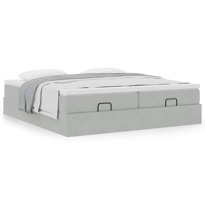 vidaXL Ottoman-Bett mit Matratzen Hellgrau 200x200 cm Samt
