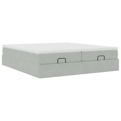 vidaXL Ottoman-Bett mit Matratzen Hellgrau 200x200 cm Samt