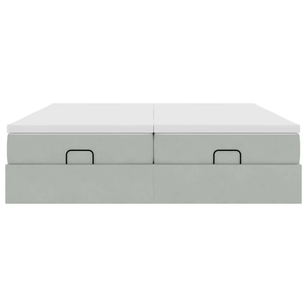 vidaXL Ottoman-Bett mit Matratzen Hellgrau 200x200 cm Samt