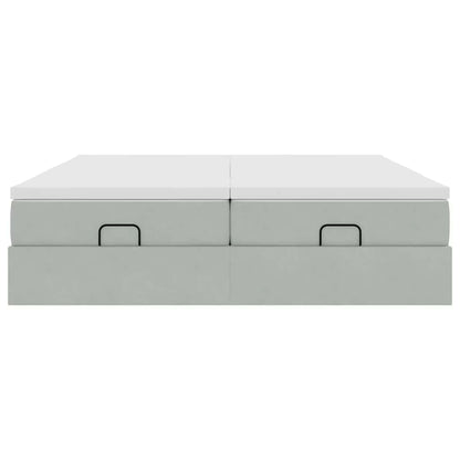 vidaXL Ottoman-Bett mit Matratzen Hellgrau 200x200 cm Samt