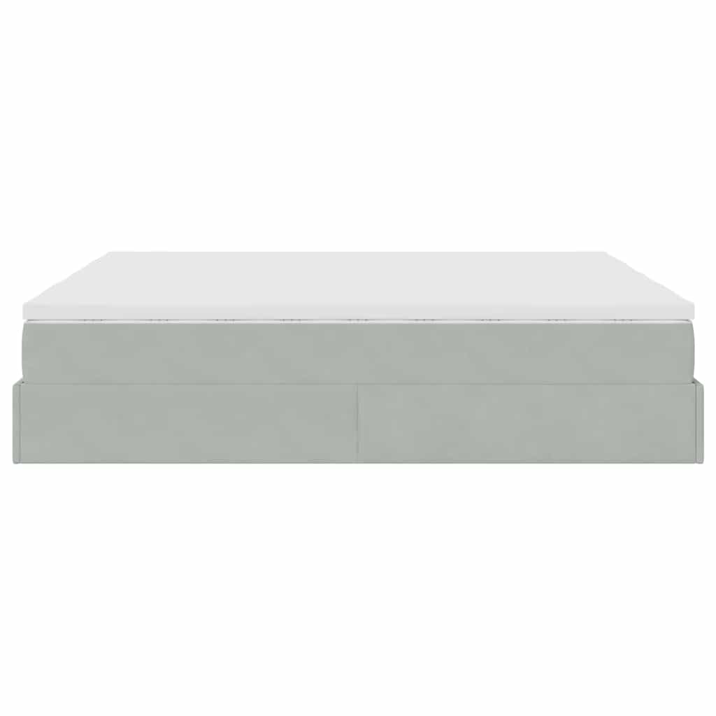 vidaXL Ottoman-Bett mit Matratzen Hellgrau 200x200 cm Samt