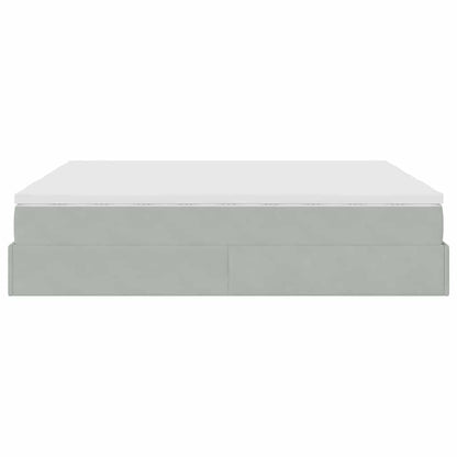vidaXL Ottoman-Bett mit Matratzen Hellgrau 200x200 cm Samt