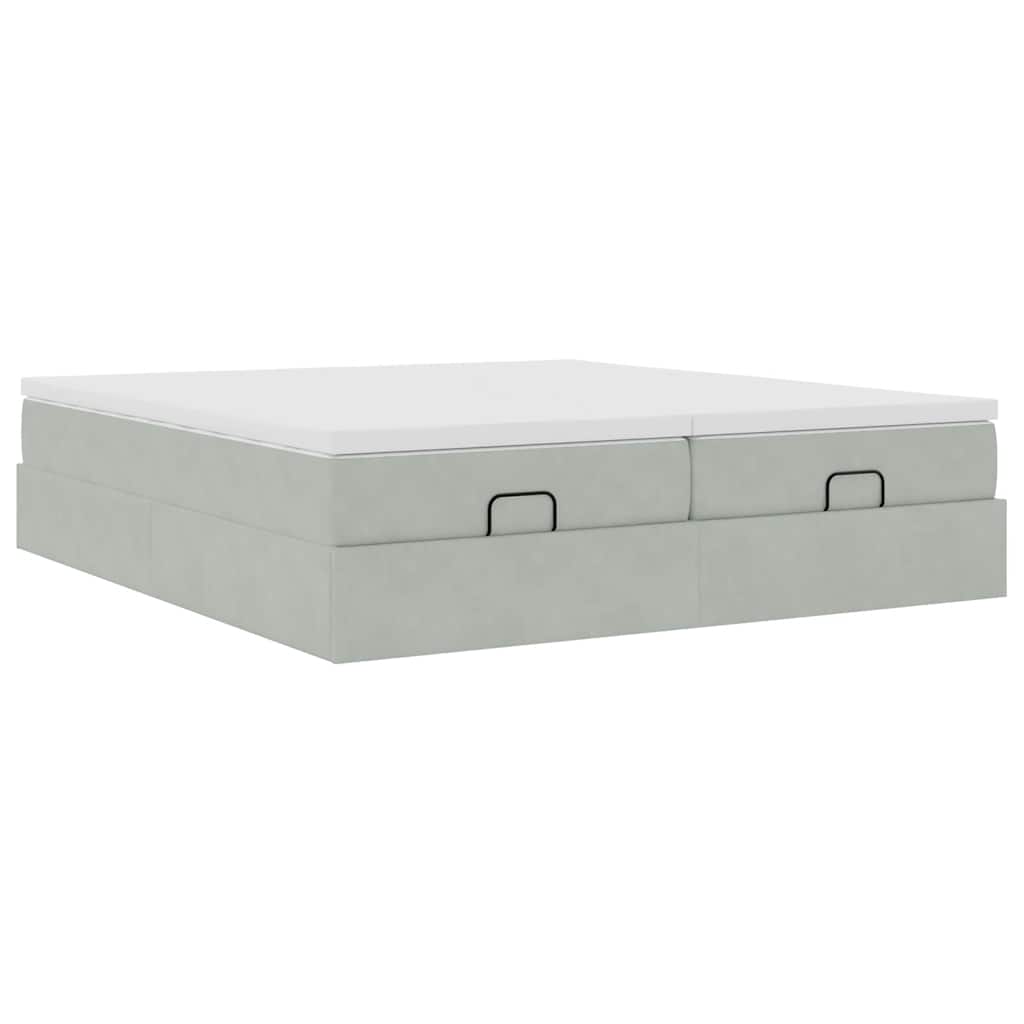 vidaXL Ottoman-Bett mit Matratzen Hellgrau 200x200 cm Samt