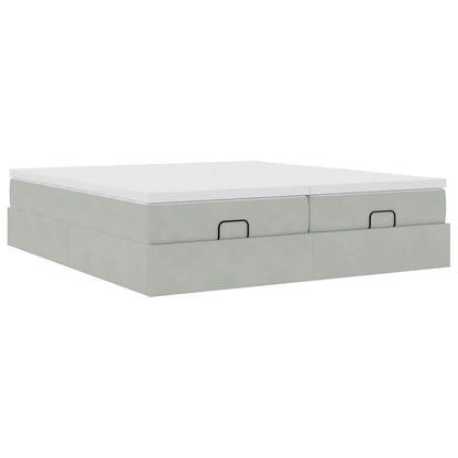 vidaXL Ottoman-Bett mit Matratzen Hellgrau 200x200 cm Samt
