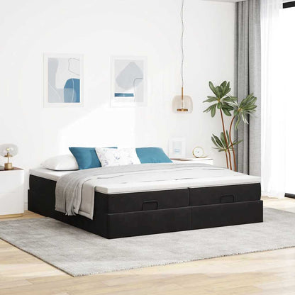 vidaXL Ottoman-Bett mit Matratzen Schwarz 200x200 cm Samt