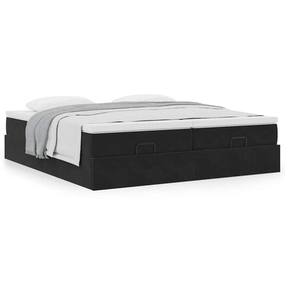 vidaXL Ottoman-Bett mit Matratzen Schwarz 200x200 cm Samt