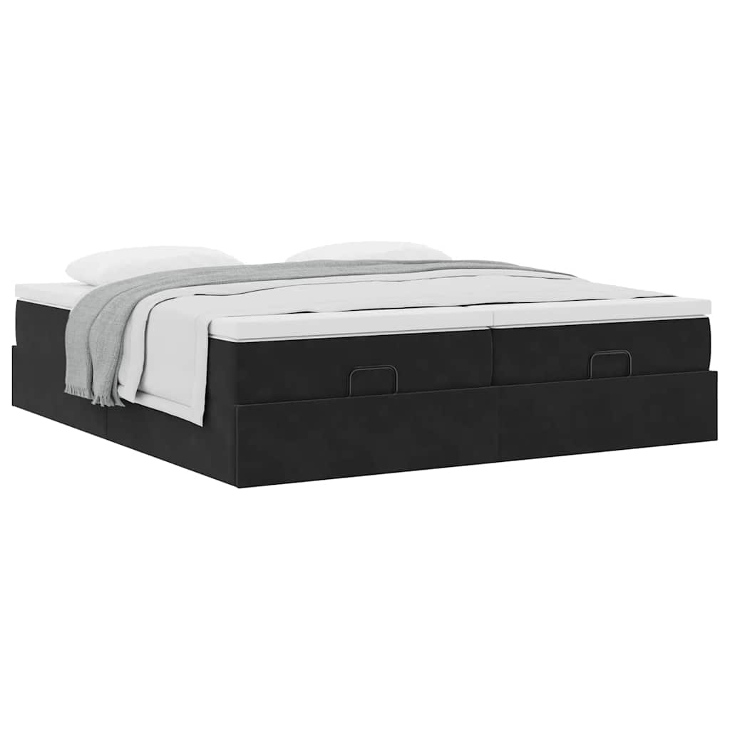 vidaXL Ottoman-Bett mit Matratzen Schwarz 200x200 cm Samt