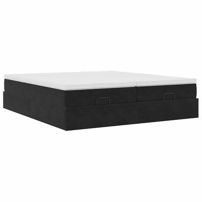 vidaXL Ottoman-Bett mit Matratzen Schwarz 200x200 cm Samt