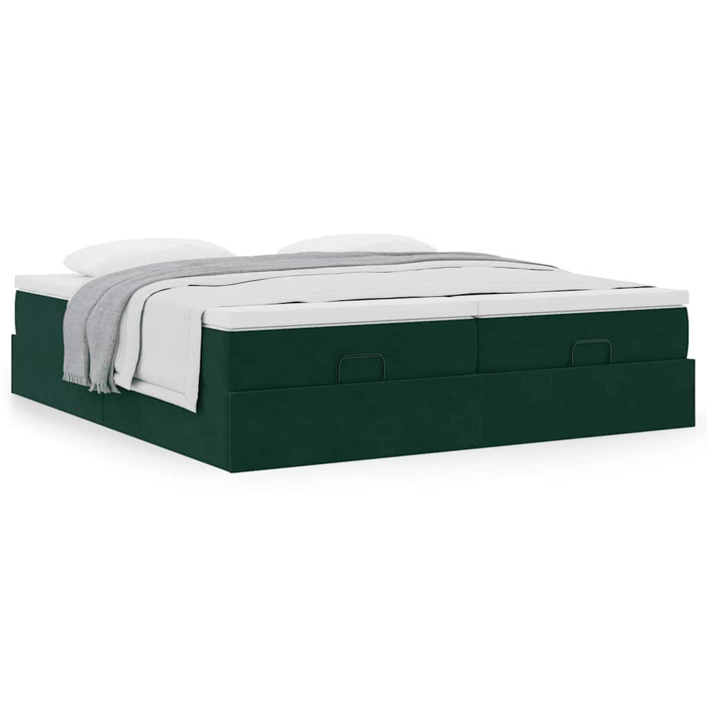 vidaXL Ottoman-Bett mit Matratzen Dunkelgrün 200x200 cm Samt