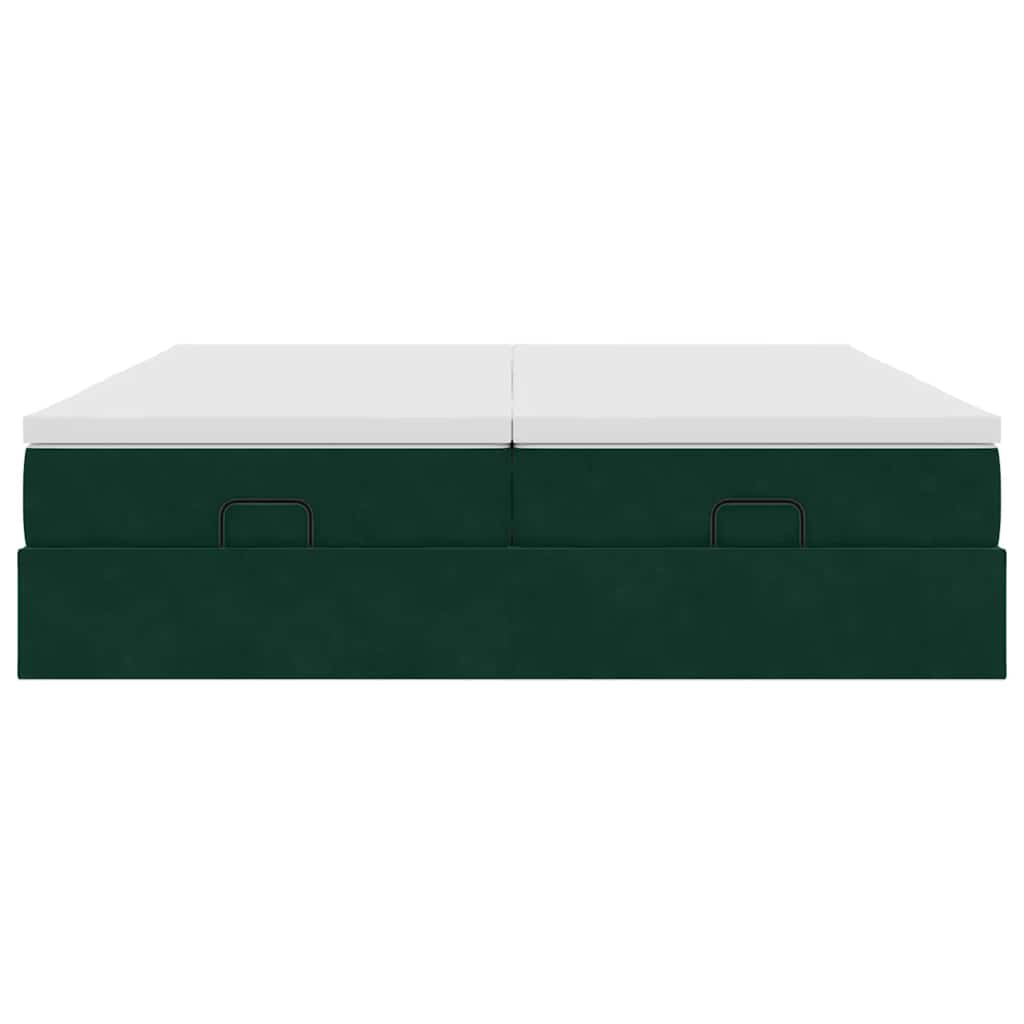 Ottoman-Bett mit Matratzen Dunkelgrün 200x200 cm Samt