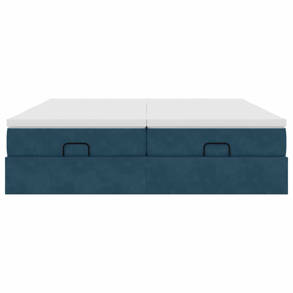 vidaXL Ottoman-Bett mit Matratzen Dunkelblau 200x200 cm Samt