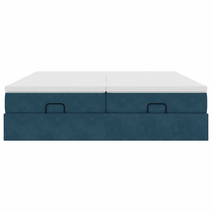 vidaXL Ottoman-Bett mit Matratzen Dunkelblau 200x200 cm Samt