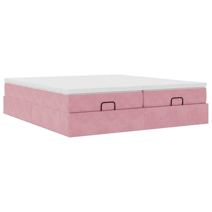 vidaXL Ottoman-Bett mit Matratzen Rosa 200x200 cm Samt
