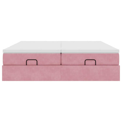 vidaXL Ottoman-Bett mit Matratzen Rosa 200x200 cm Samt